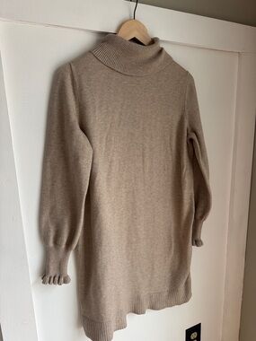 LC Lauren Conrad Beige Turtleneck Longline Sweater